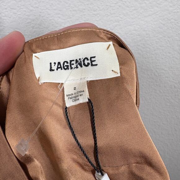 L'agence Womens 2 Paperbag Pants Brown High Waisted Straight Side Pockets - Picture 7 of 9
